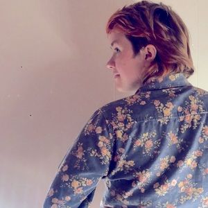 L.L. Bean Blue Floral Corduroy Button-Up